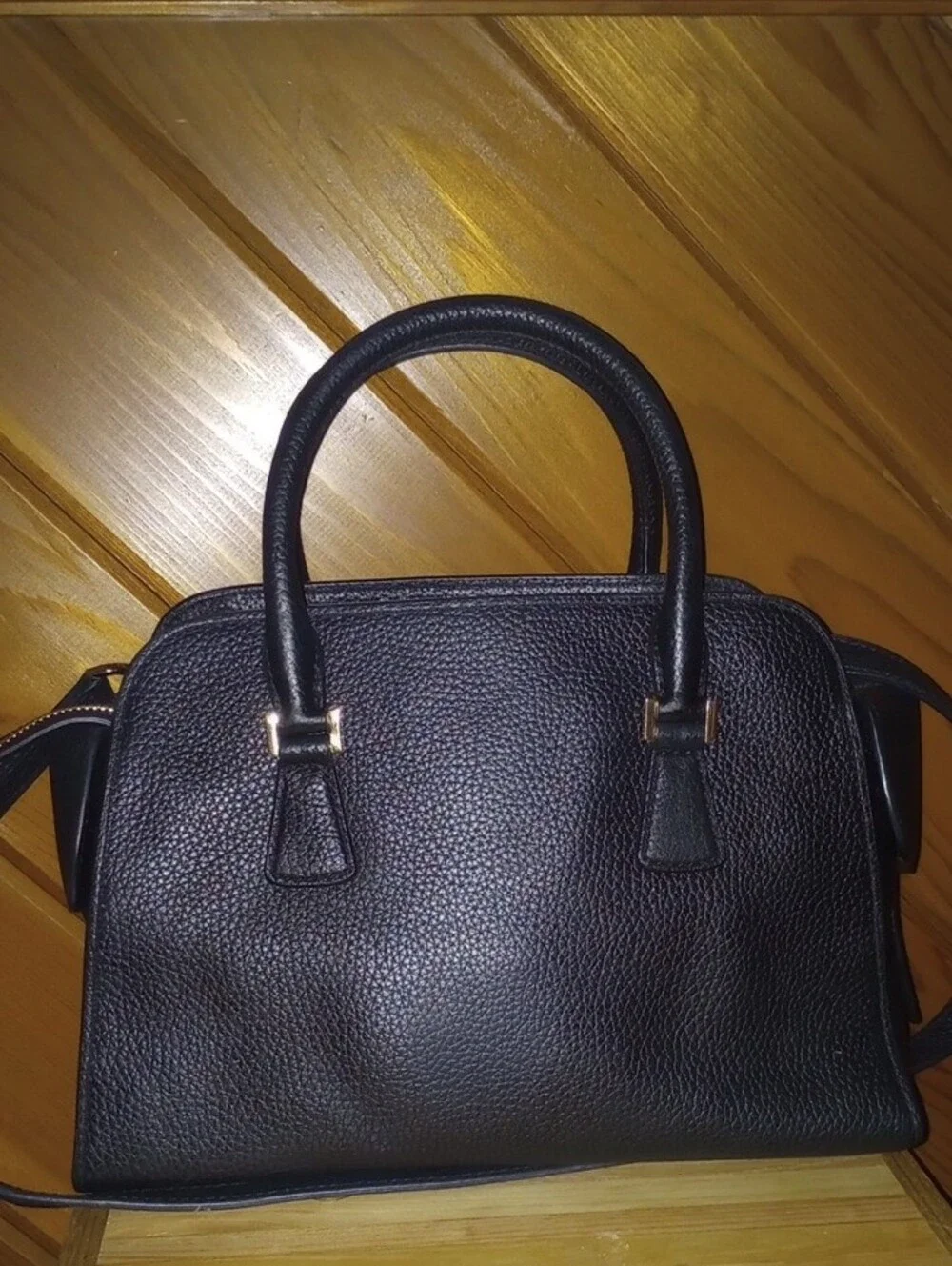 Michael Kors Black Pebbled Leather Satchel  11x8 With Heigh 12.5 With Handles Up